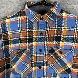 Lands' End Shirt Womens Small Blue Orange Plaid Flannel Traditional Fit Hike